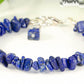 Close up of Natural Lapis Lazuli Chip Bracelet.