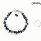 Natural Sodalite Chip Bracelet beside a dime.