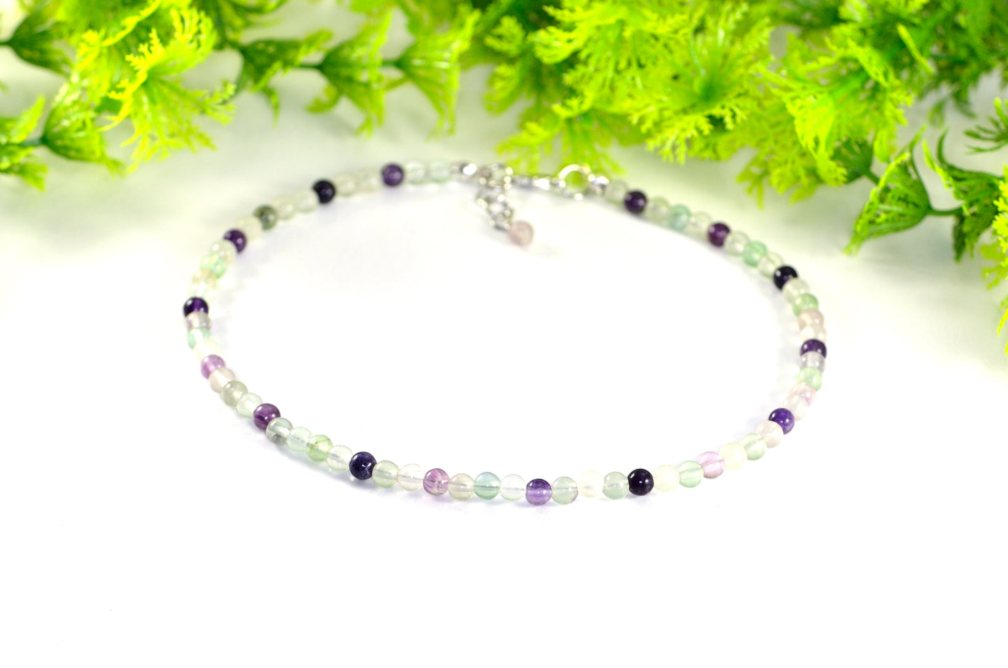 Rainbow Fluorite Crystal Choker Necklace for women.