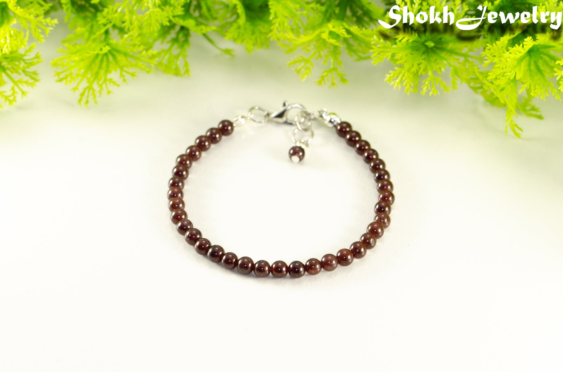 Dainty Garnet Bracelet with Clasp.