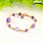 Chunky Amethyst Nugget and Beads Link Bracelet with copper tone lobster claw clasp.