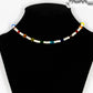 Rainbow Glass Crystal and Pearl Choker Necklace displayed on a bust.