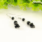 Long Black Obsidian Crystal Chip Earrings for women.