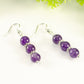 Natural Amethyst Beaded Bar Earrings.