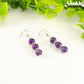 Natural Amethyst Beaded Bar Earrings.