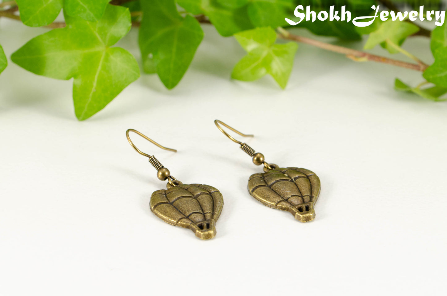 Antique Bronze Hot Air Balloon Charm Earrings for women.