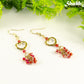 Gold Plated Heart and Red Crystal Cluster Earrings.