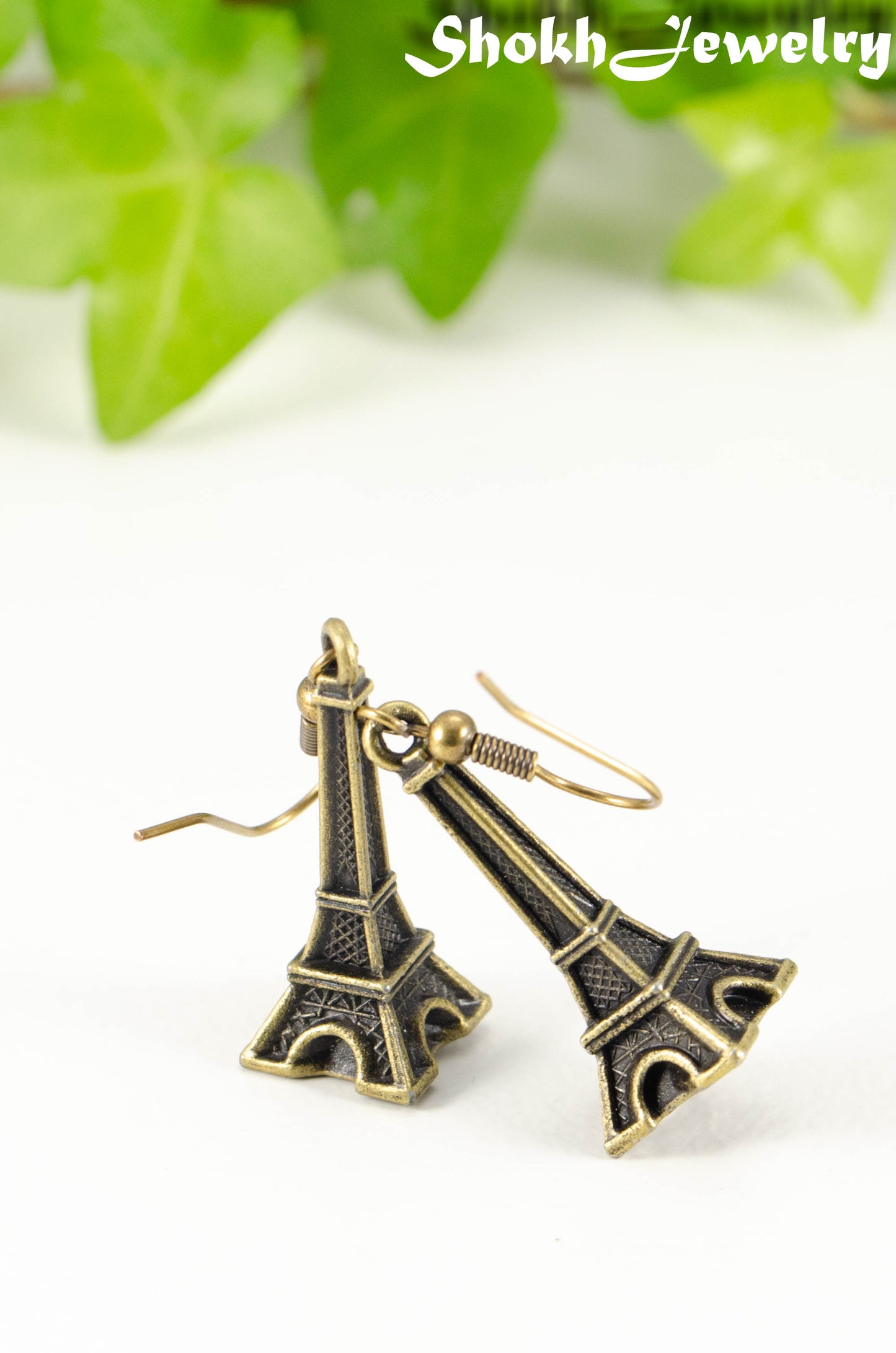 Antique Bronze 3D Eiffel Tower Charm Earrings.