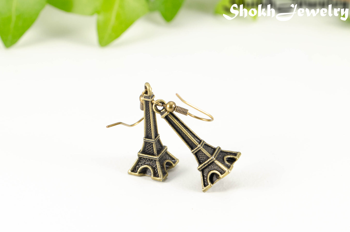 Antique Bronze 3D Eiffel Tower Charm Earrings for women.