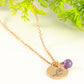 Rose Gold Plated February Birth Flower Necklace with Amethyst Birthstone Pendant.