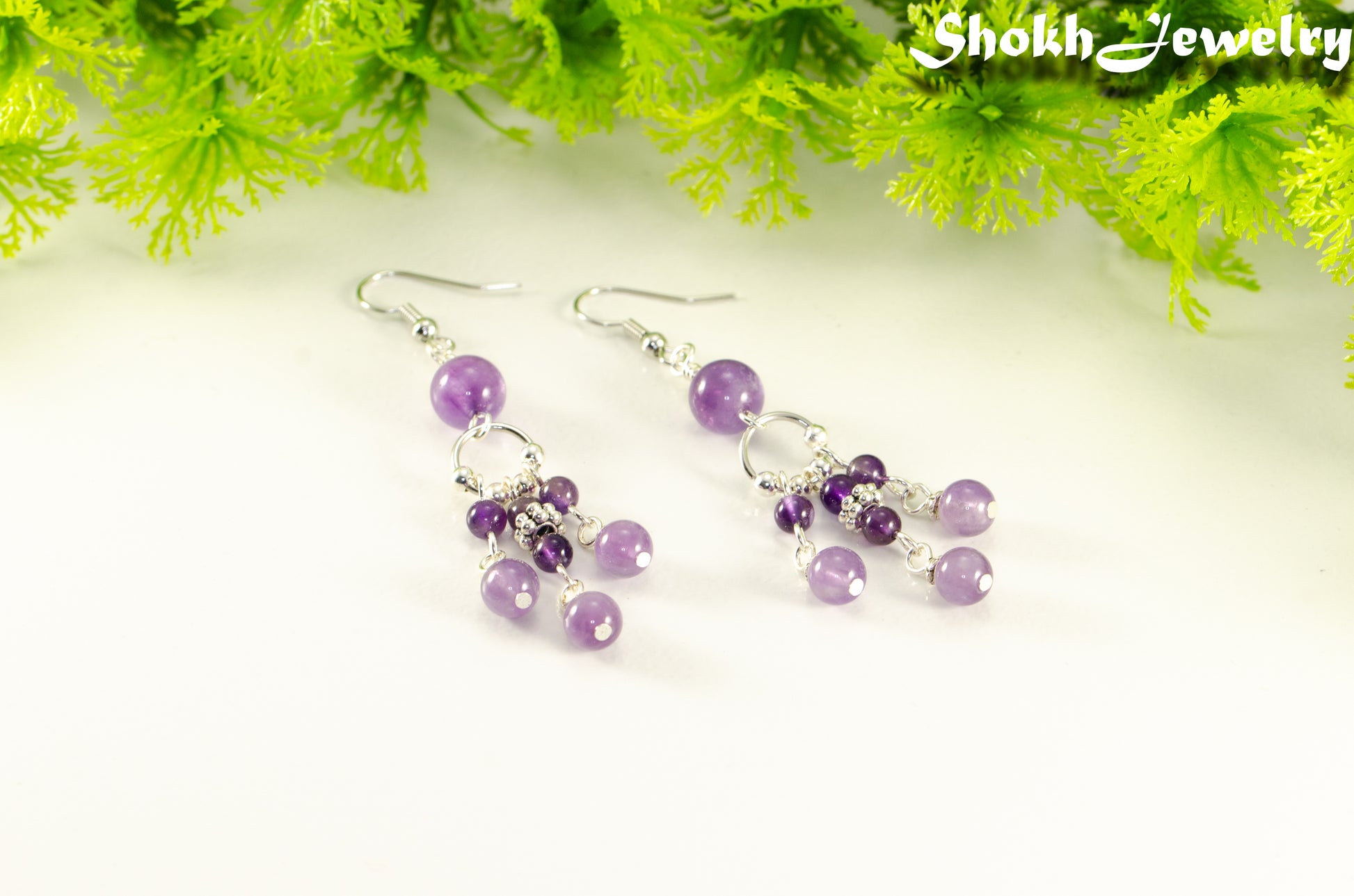 Statement Amethyst Crystal Chandelier Earrings.