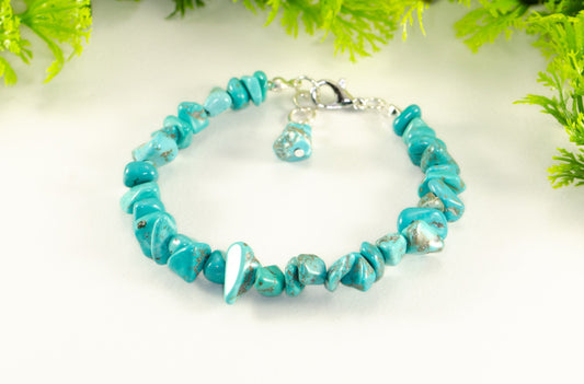 Natural Turquoise Crystal Chip Bracelet.