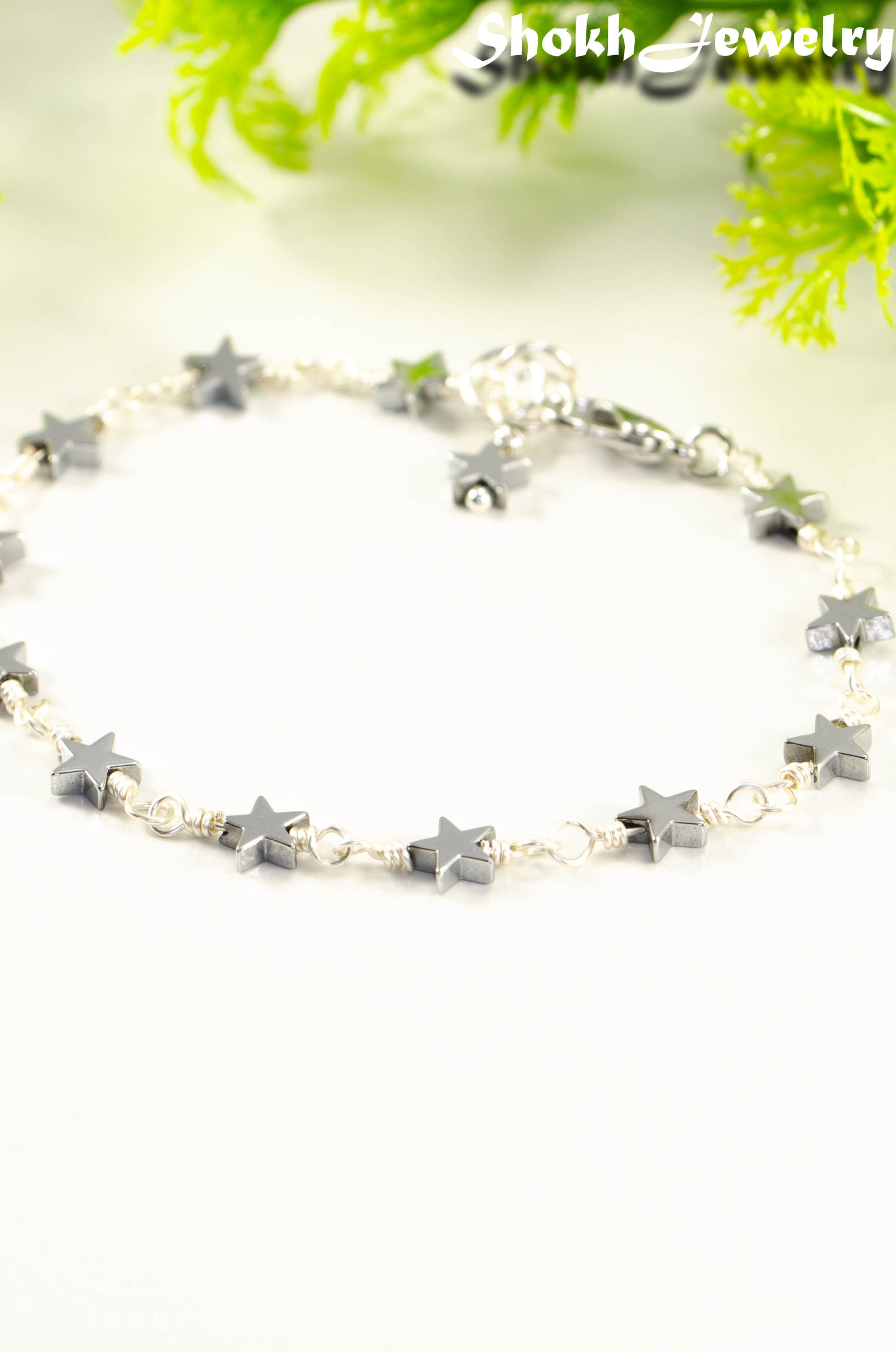 Small Hematite Star Link Bracelet.