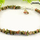 Close up of Natural Unakite Crystal Chip Anklet