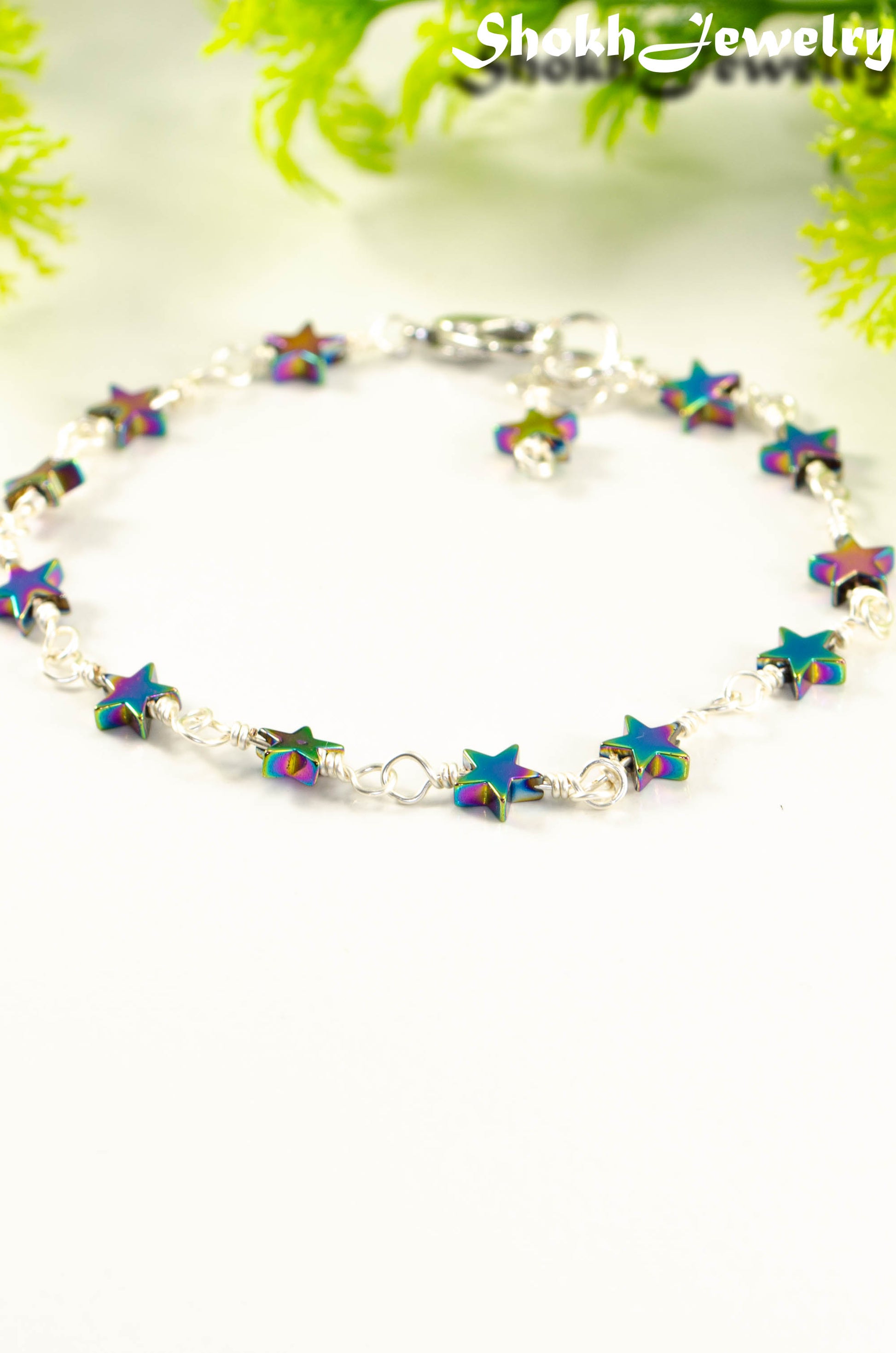 Small Rainbow Hematite Star Link Bracelet.