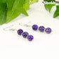 Natural Purple Dragon Vein Agate Beaded Bar Earrings.