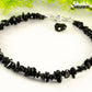 Close up of Natural Black Obsidian Crystal Chip Anklet.