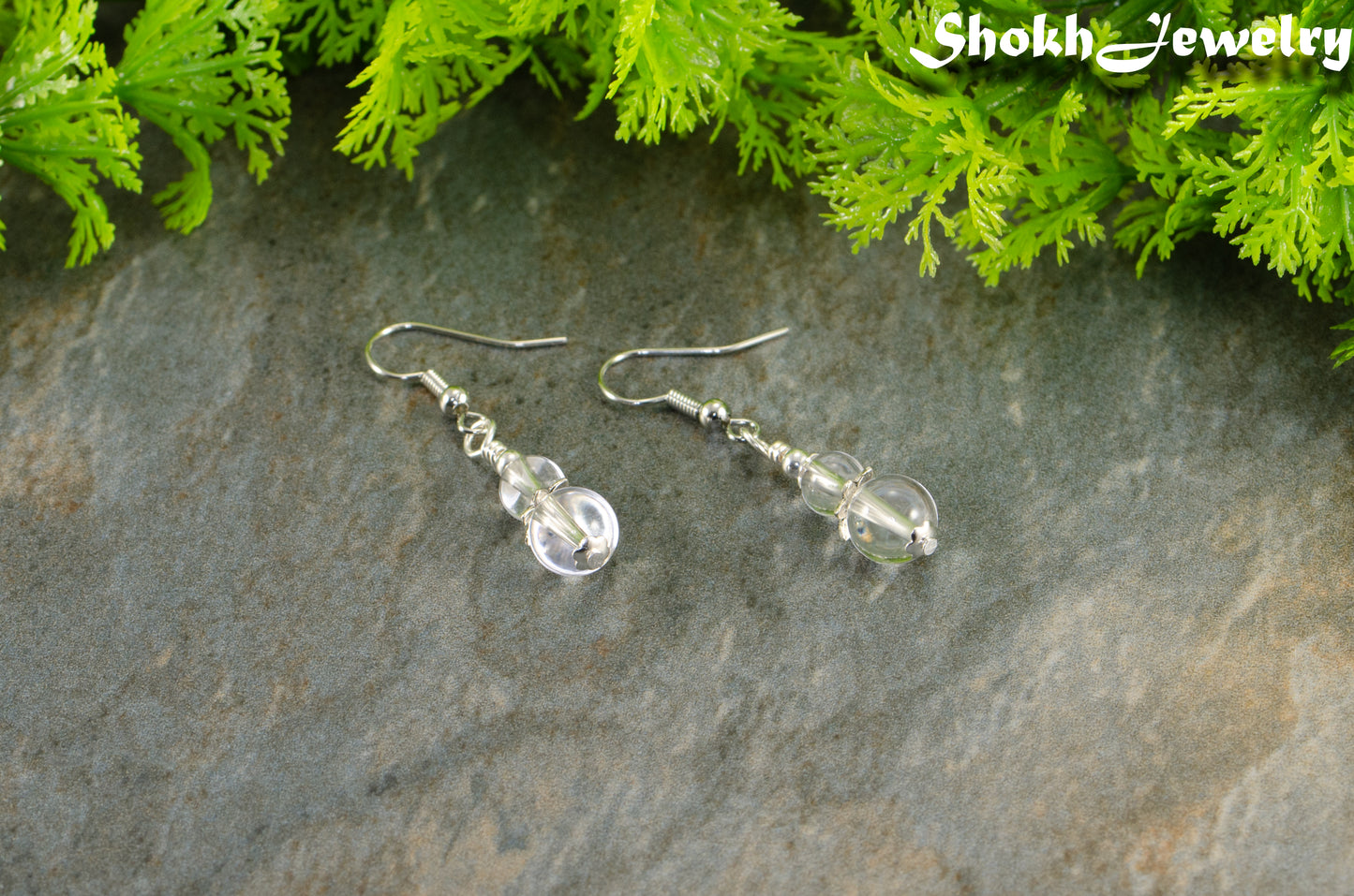 Small Clear Quartz Earrings.