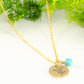 Gold Plated December Birth Flower Necklace with Turquoise Howlite Birthstone Pendant