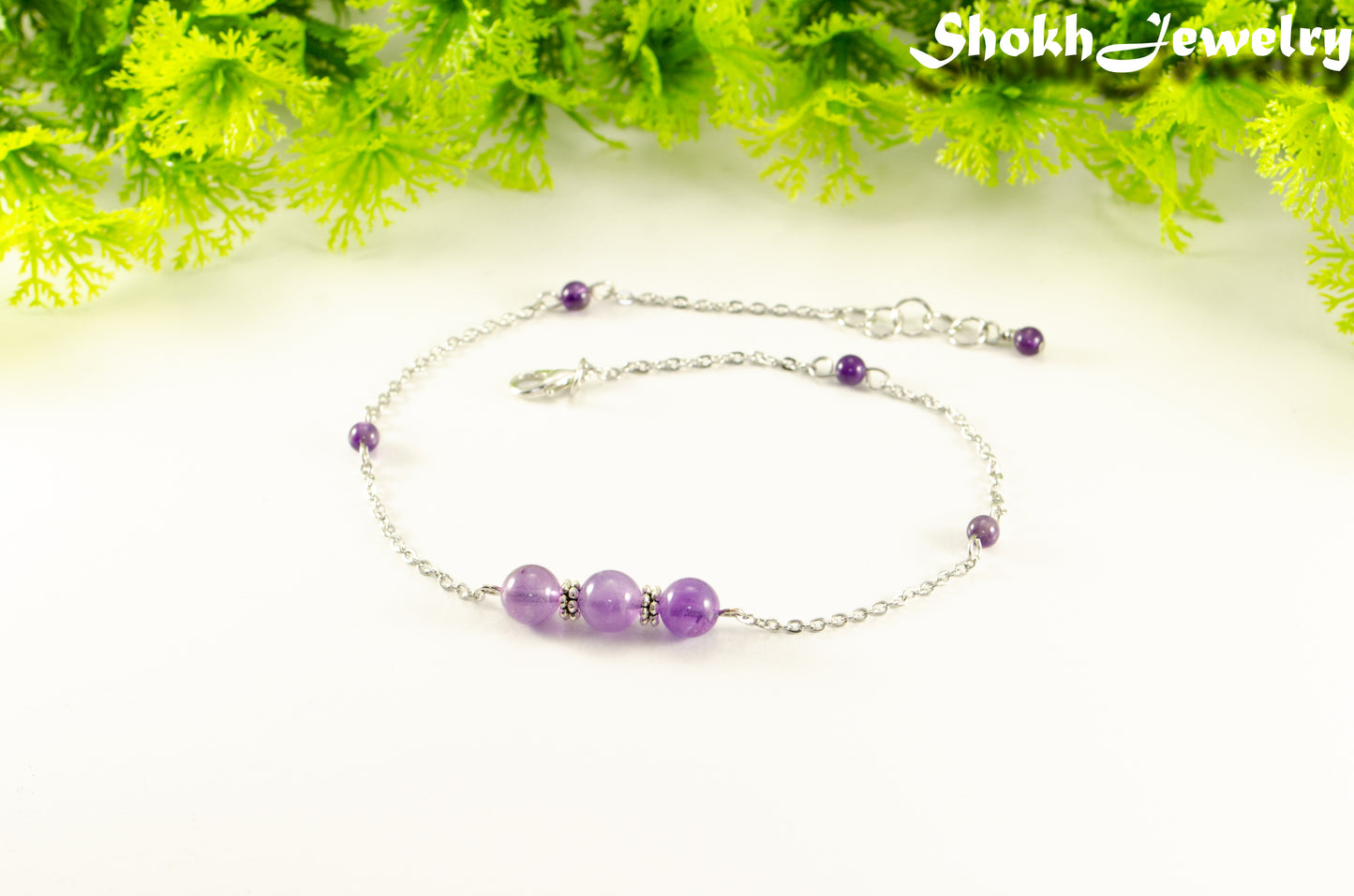 Natural Amethyst and Chain Choker Necklace for women.