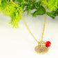 Gold Plated July Birth Flower Necklace with Red Ruby Birthstone Pendant.