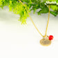 Gold Plated July Birth Flower Necklace with Red Ruby Birthstone Pendant.