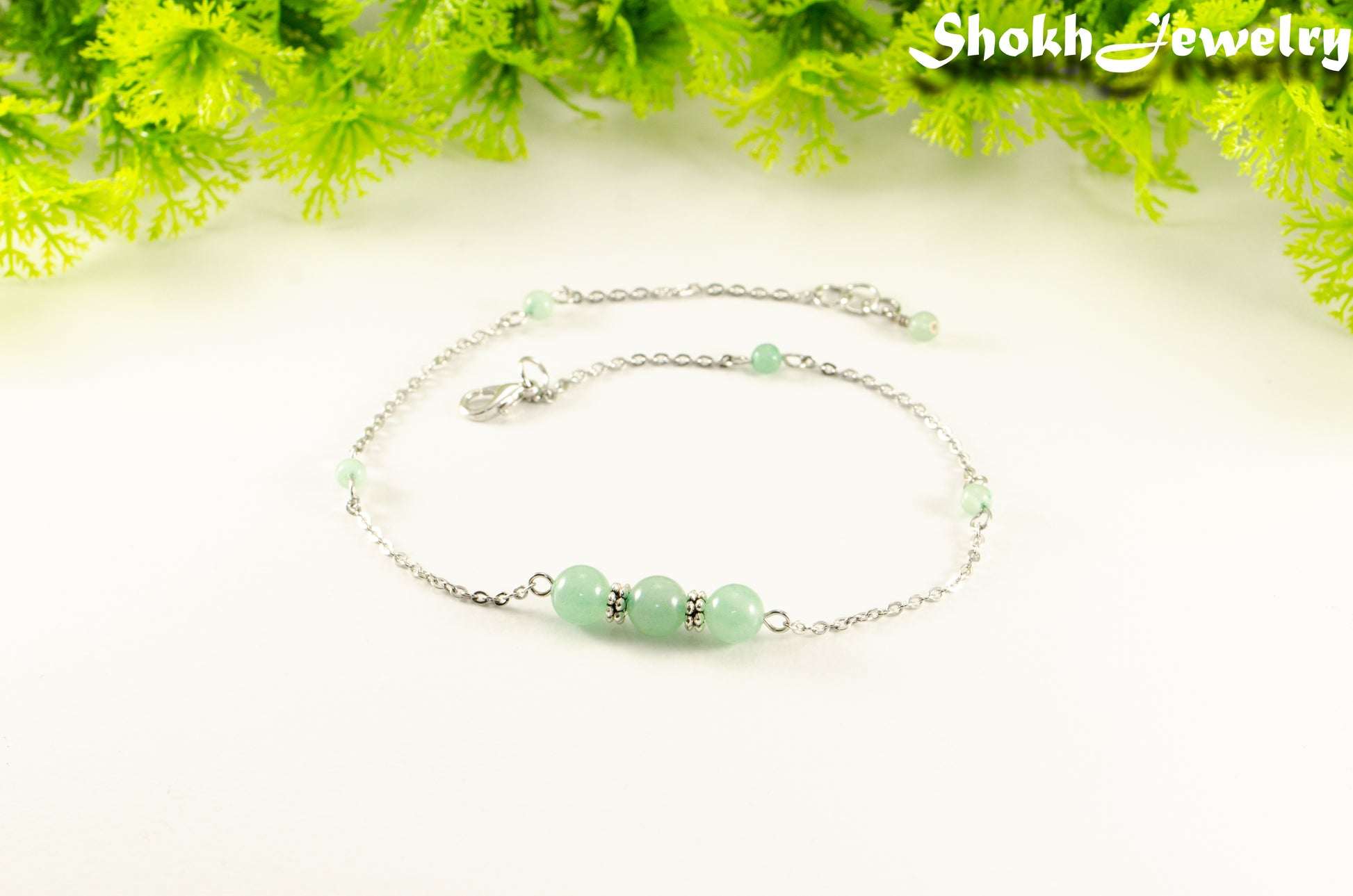 Natural Green Aventurine and Chain Choker Necklace for women.