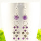 Close up of Statement Amethyst and Heart Chandelier Earrings.