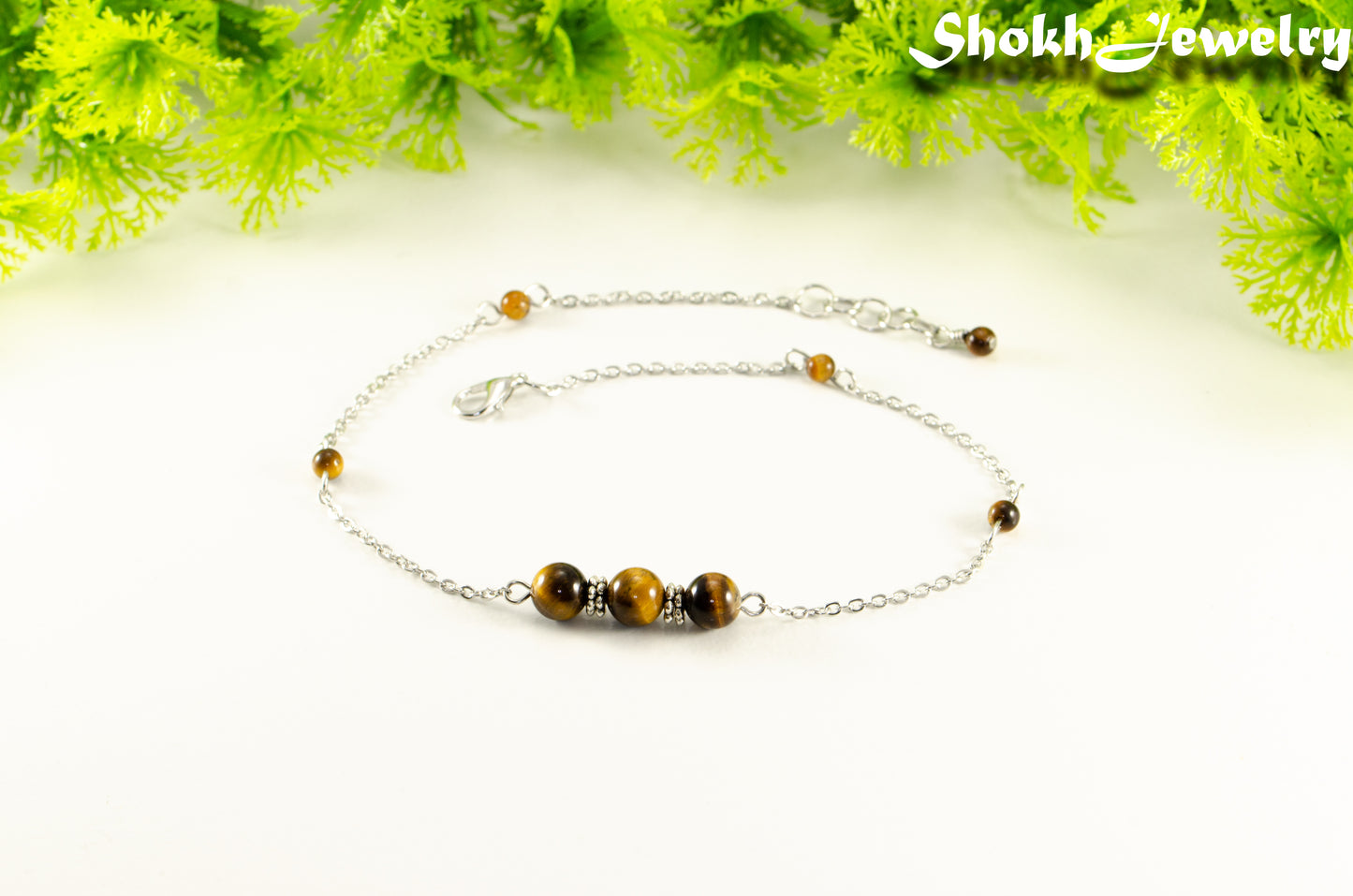 Natural Tiger's Eye and Chain Choker Necklace for women.