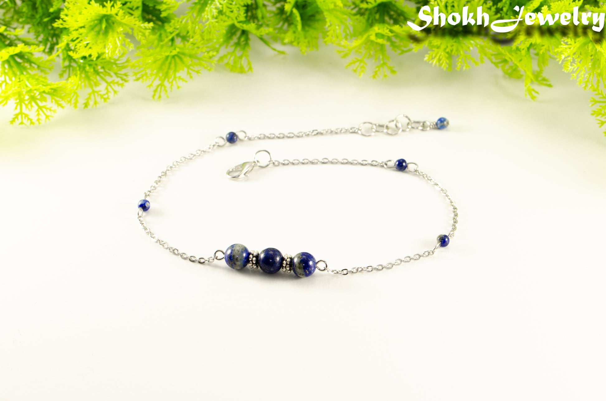 Natural Lapis Lazuli and Chain Choker Necklace for women.