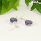 Iridescent Blue Glass Crystal Beads Earrings.