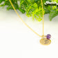 Gold Plated February Birth Flower Necklace with Amethyst Birthstone Pendant