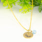 Gold Plated March Birth Flower Necklace with Aquamarine Birthstone Pendant.