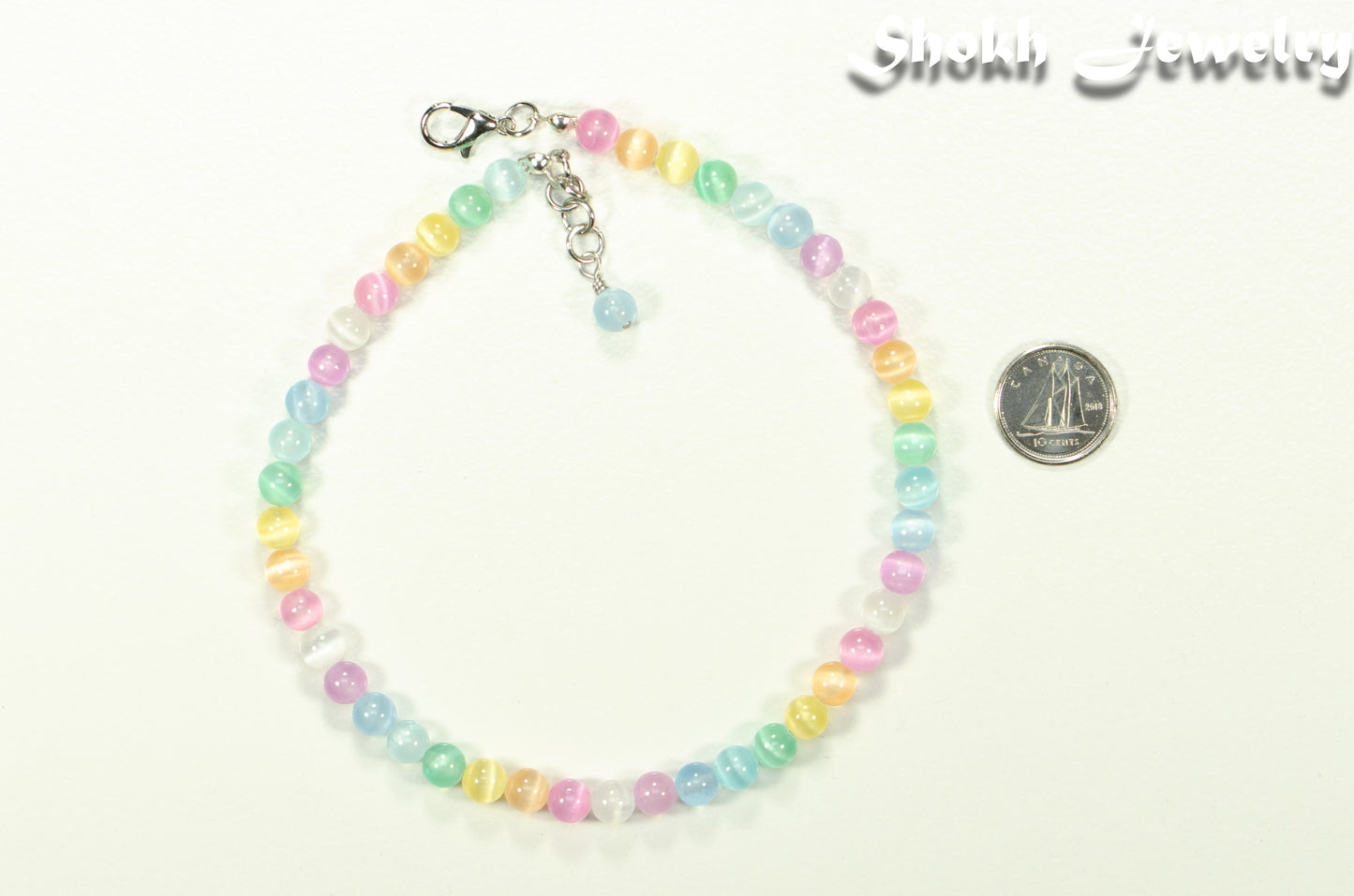 6mm Rainbow Selenite Beaded Choker Necklace