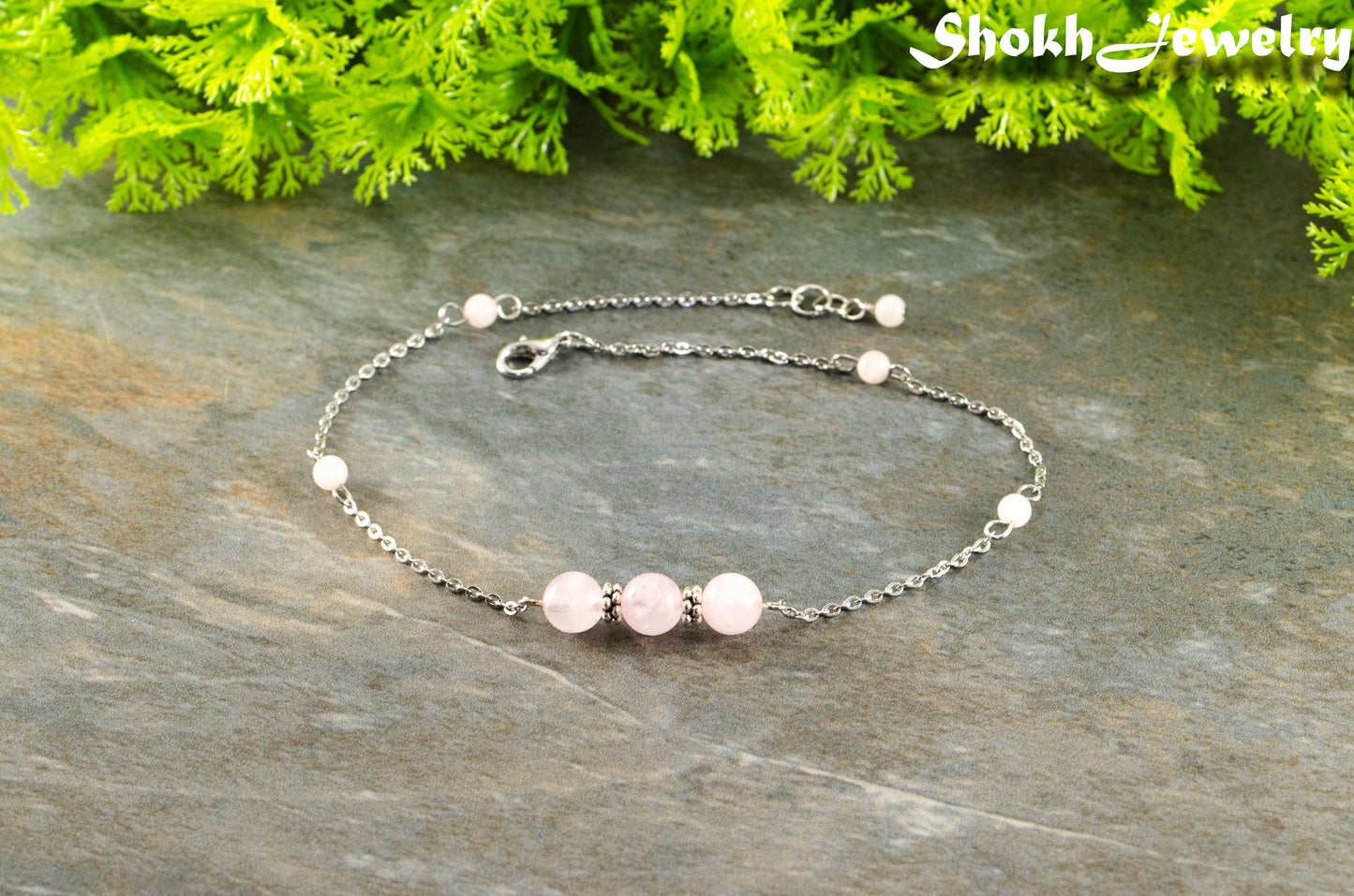 Natural Rose Quartz and Chain Choker Necklace for women.