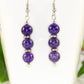 Natural Purple Agate Beaded Bar Earrings.