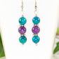 Front view of Purple Quartzite and Blue Jade Beaded Bar Earrings.