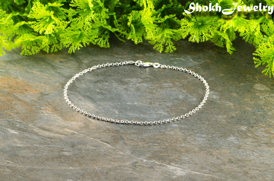 2.5mm Silver Plated Dainty Chain Anklet with clasp.