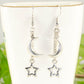 Crescent Moon and Hollow Star Earrings.