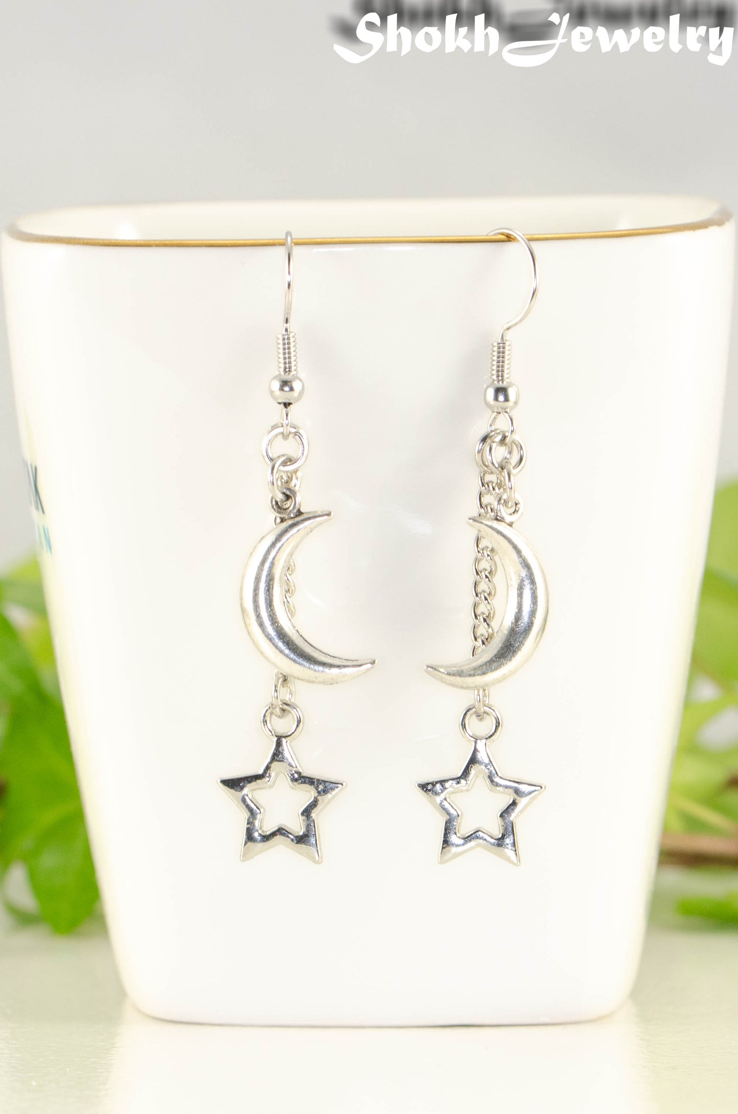 Crescent Moon and Hollow Star Earrings.