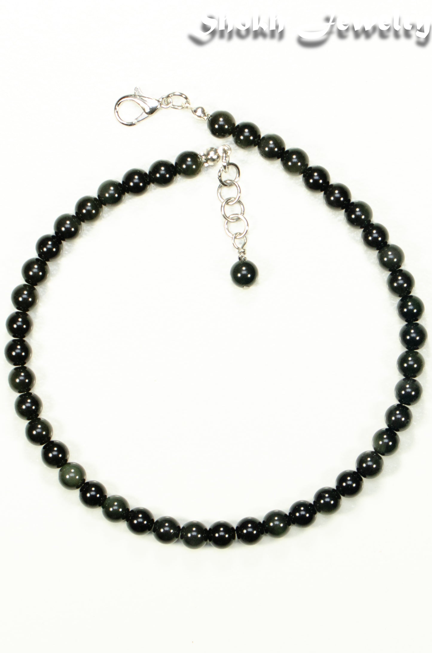 6mm Black Obsidian Crystal Choker Necklace