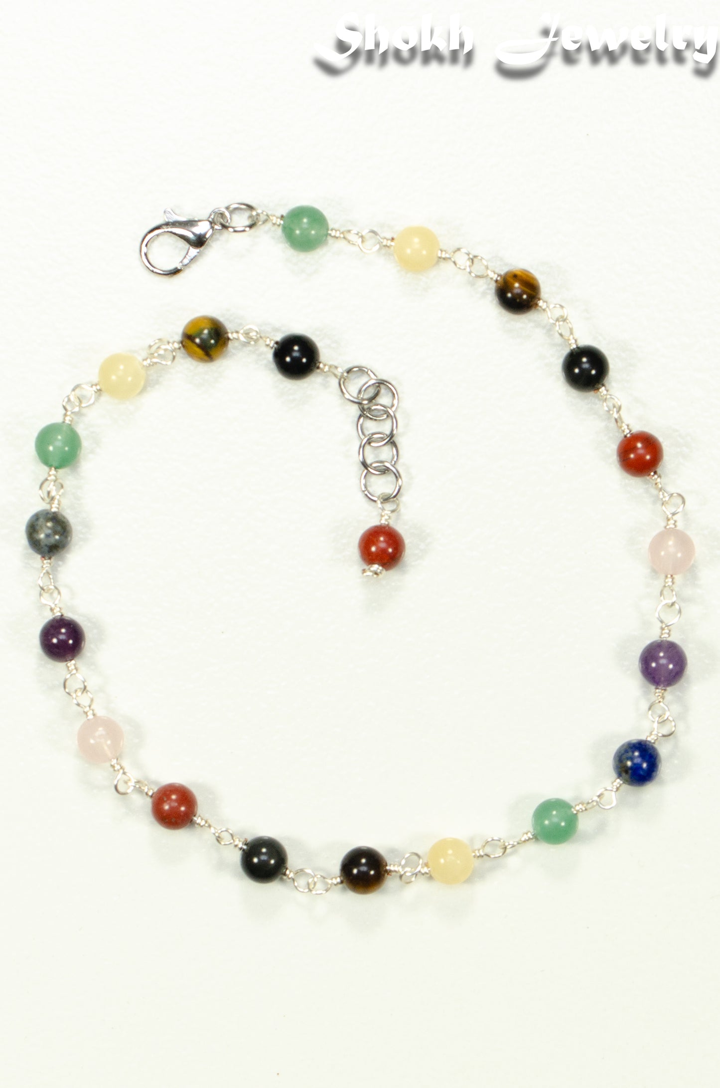 6mm Chakra Gemstone Link Choker Necklace