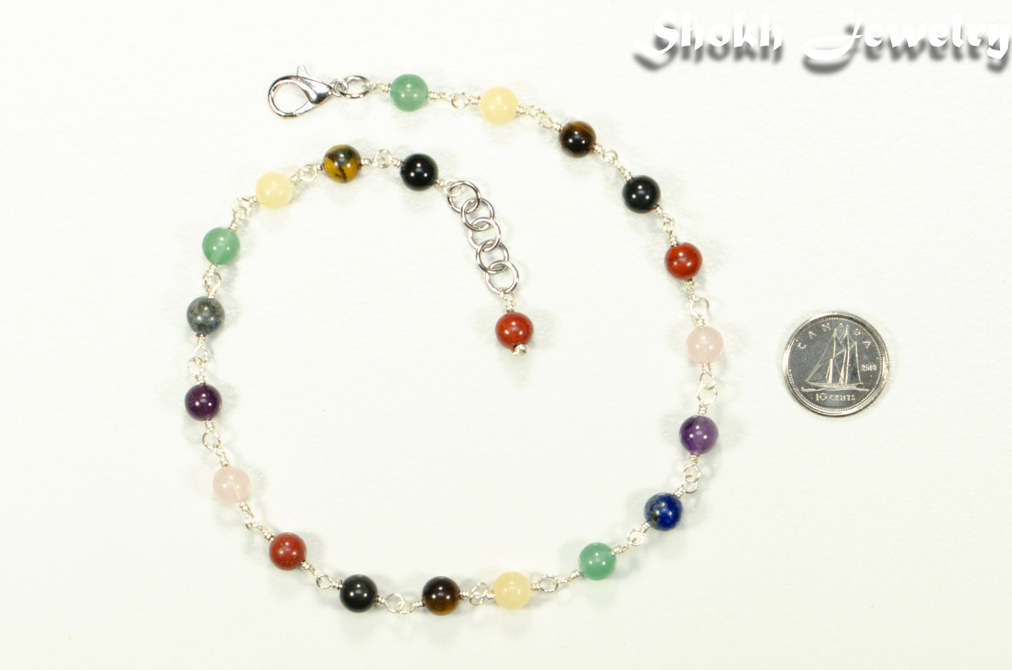 6mm Chakra Gemstone Link Choker Necklace