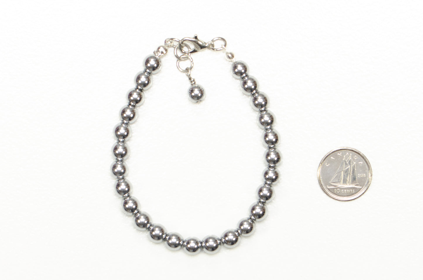 6mm Silver Hematite Stone Bracelet with Clasp