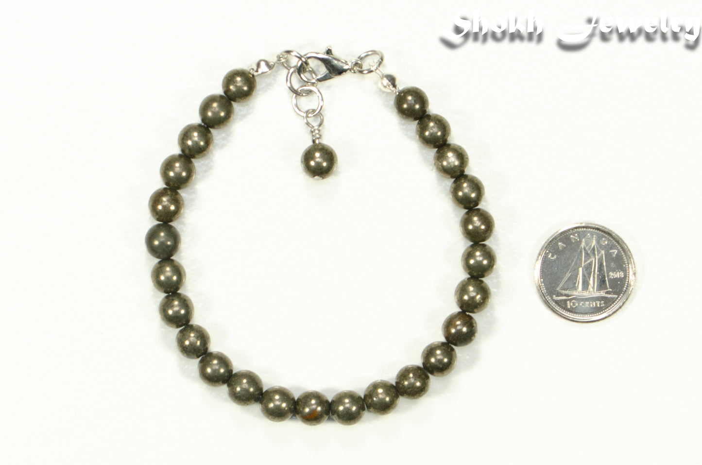 6mm Natural Pyrite Bracelet with Clasp
