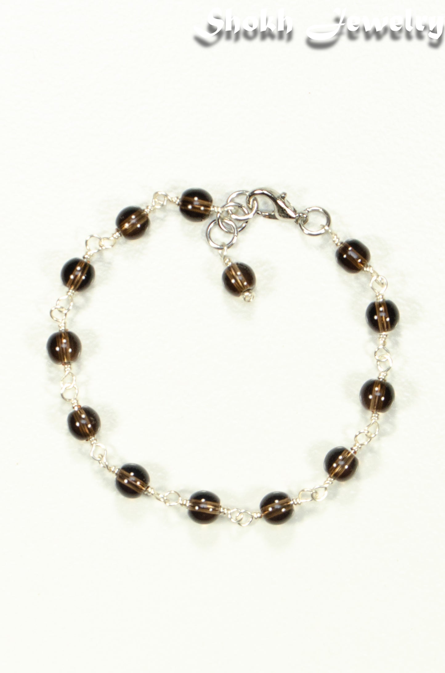 6mm Smoky Quartz Link Bracelet with Clasp