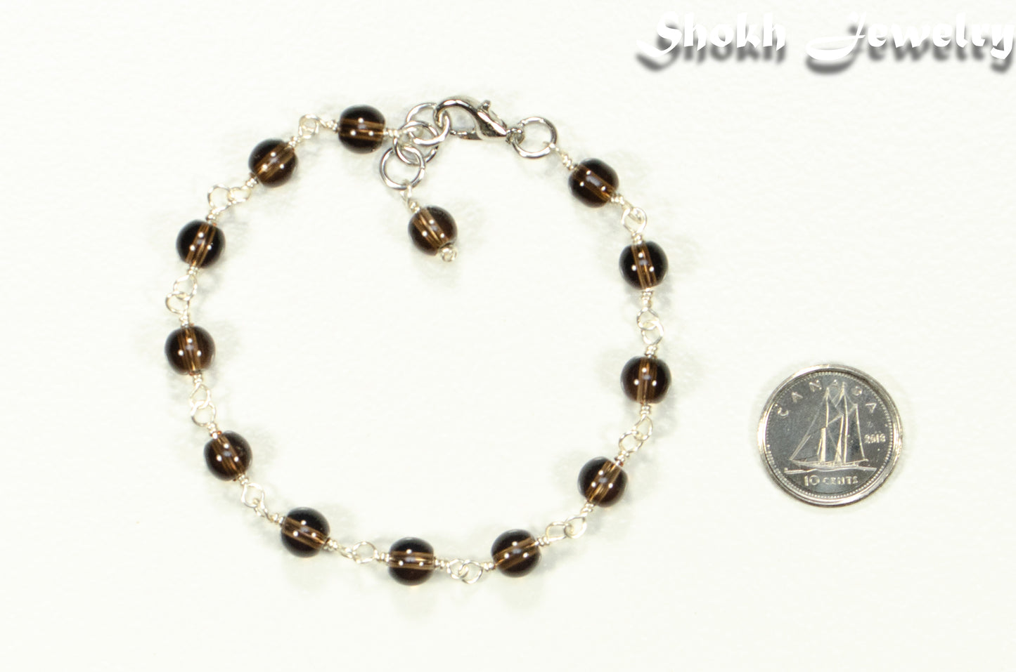 6mm Smoky Quartz Link Bracelet with Clasp