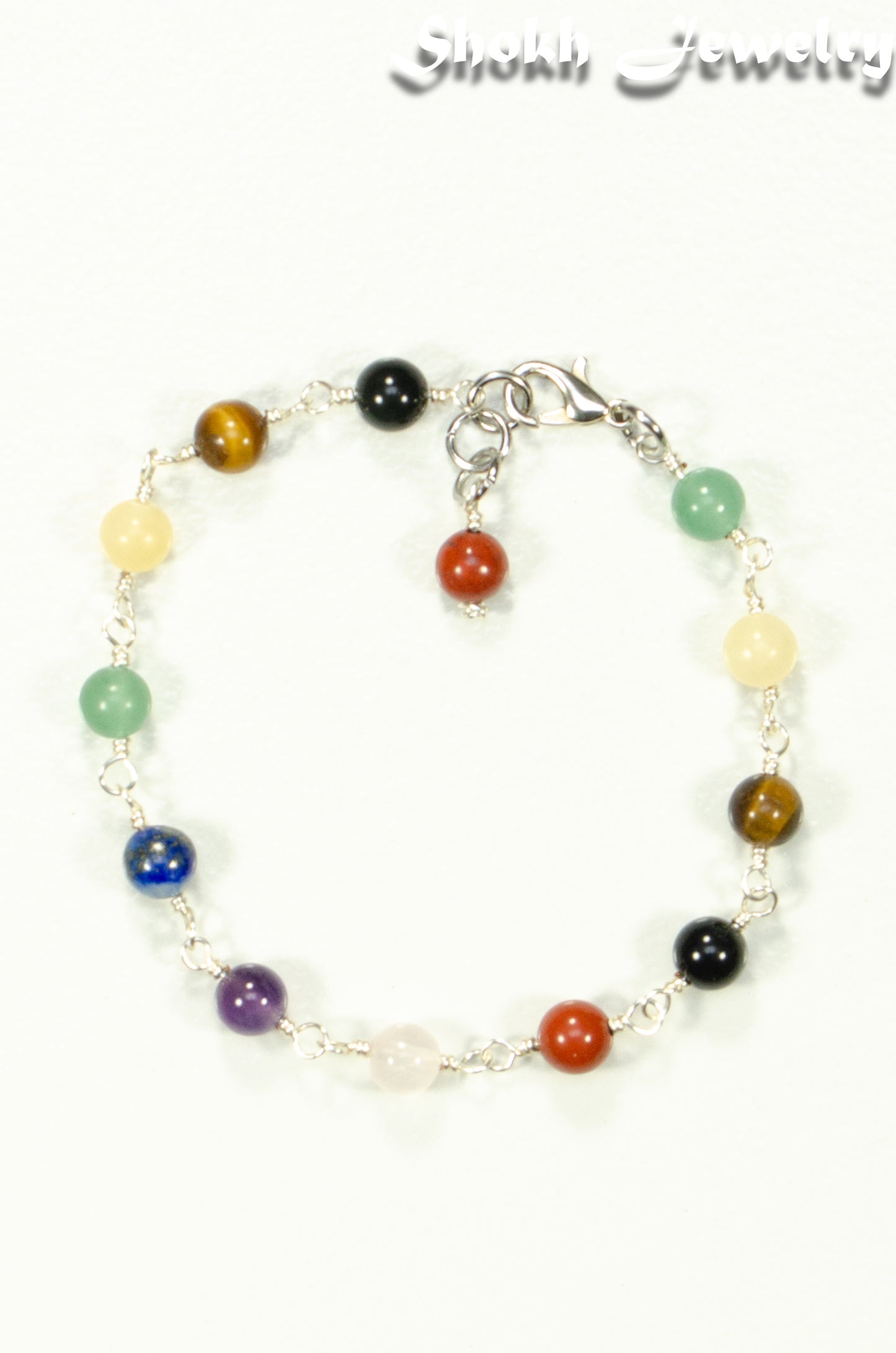 6mm Chakra Gemstone Link Bracelet with Clasp