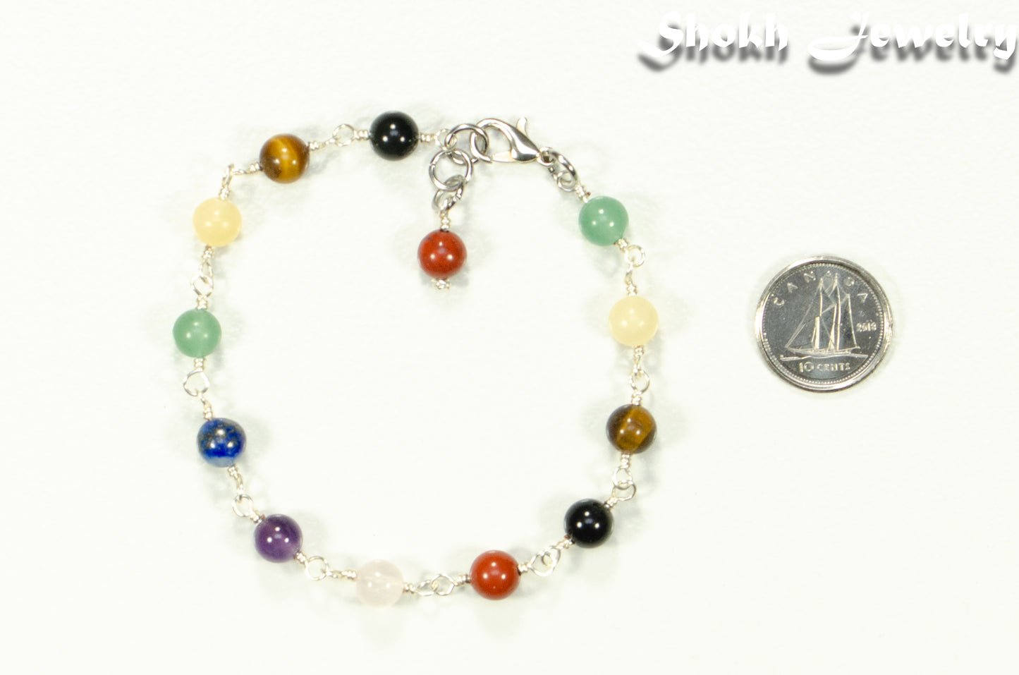 6mm Chakra Gemstone Link Bracelet with Clasp