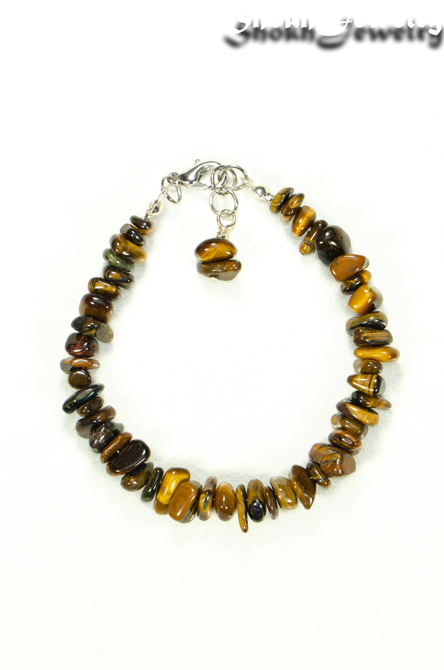 Top view of Natural Tiger's Eye Chip Bracelet.